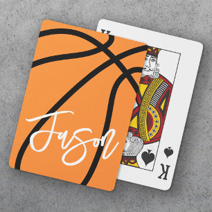 Basketball zwarte oranje douanenaam pokerkaarten