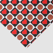 Basketballen & harten Patroon Fun Party Tissuepapier (Detail)