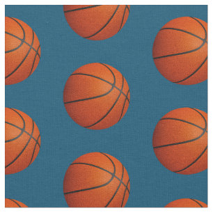 Basketballen op blauw of een kleur sportpatroon stof