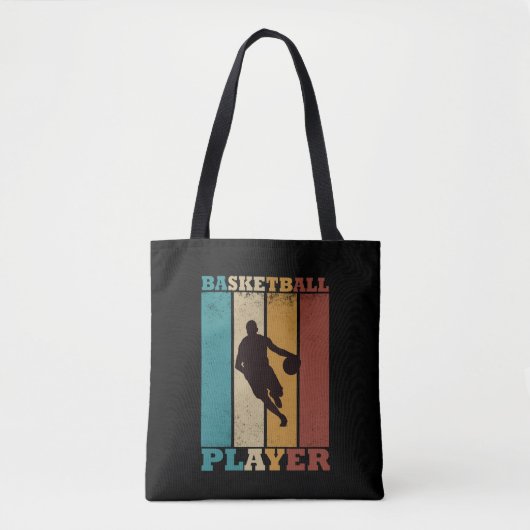 Basketballer dribbelen  retro stijl draagtas (Voorkant)