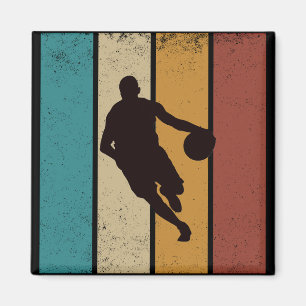 Basketballer dribbelen retro stijl magneet