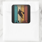 Basketballer dribbelen retro stijl vierkante sticker (Tas)