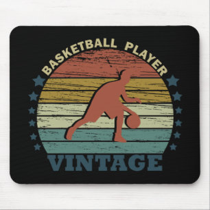 Basketballer dribbelen  retro zonsondergang muismat