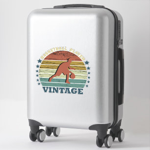 Basketballer dribbelen retro zonsondergang stijl sticker