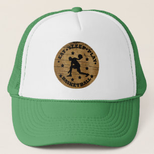 Basketballer dribbelen  retro zonsondergang trucker pet