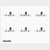 Basketballer dribbelende hartslag vierkante sticker (Vel)