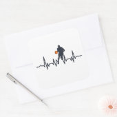 Basketballer dribbelende hartslag vierkante sticker (Envelop)