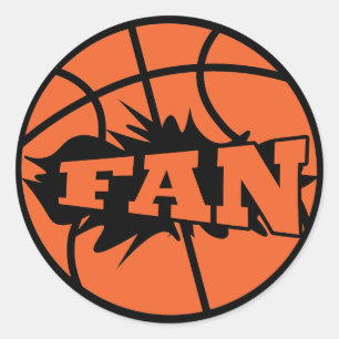 Basketballer fan sinaasappel bal ronde sticker