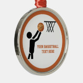 Basketballer met bal metalen ornament (Rechts)