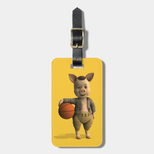 Basketballer Piglet Bagagelabel (Voorkant verticaal)