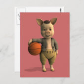 Basketballer Piglet Briefkaart (Voorkant / Achterkant)