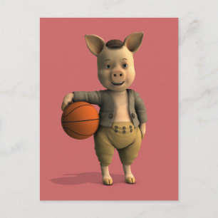 Basketballer Piglet Briefkaart
