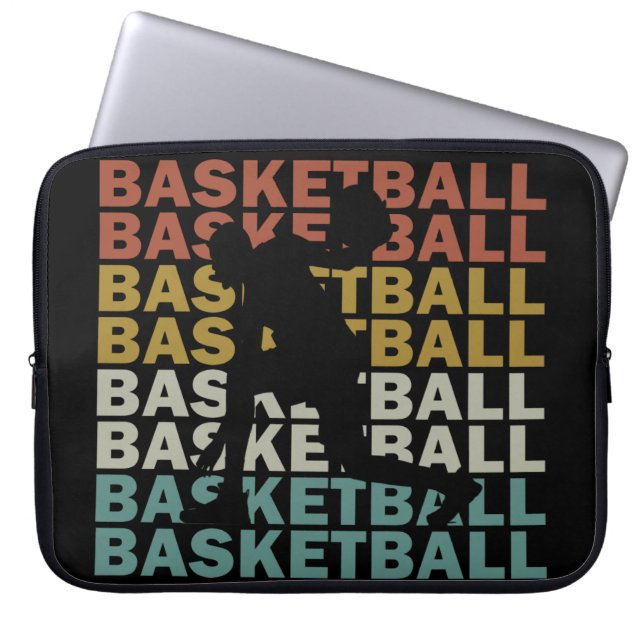 Basketballer  retro stijl laptop sleeve (Voorkant)