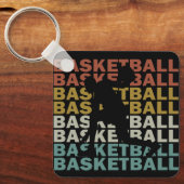 Basketballer  retro stijl sleutelhanger (Voorkant)