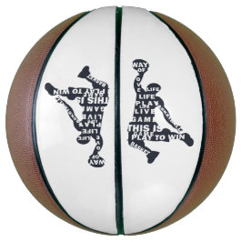 Basketballer slam dunk met full body tekst basketbal