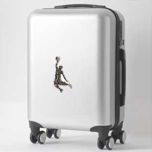 Basketballer slam dunk met full body tekst sticker