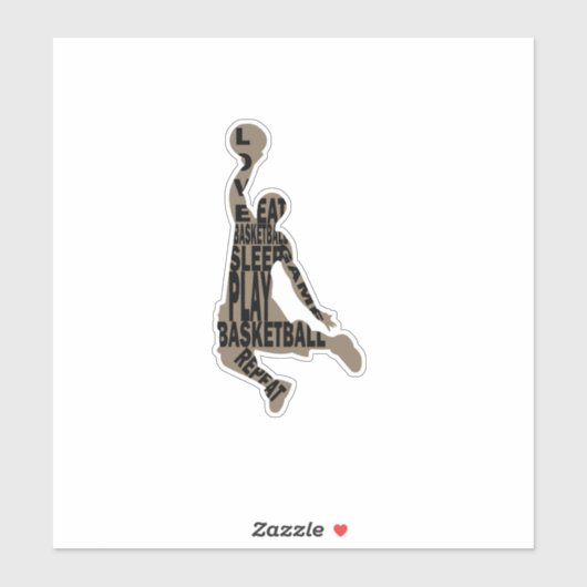 Basketballer slam dunk met full body tekst sticker (Vel)