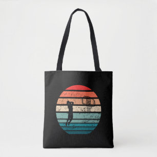 Basketballer slam dunk retro zonsondergang draagtas