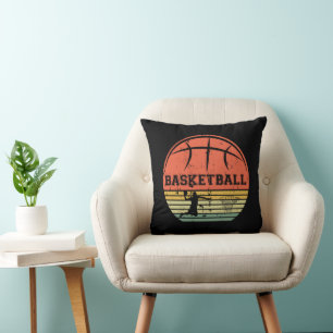Basketballer slam dunk  retro zonsondergang kussen