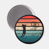 Basketballer slam dunk retro zonsondergang magneet (Voorkant / Achterkant)