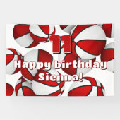 Basketballer verjaardagsfeestje rood wit spandoek (Horizontaal)