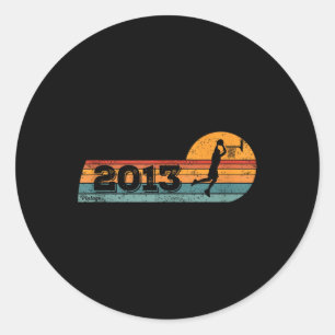 Basketballers Geboren 2013 Verjaardag Bask Ronde Sticker