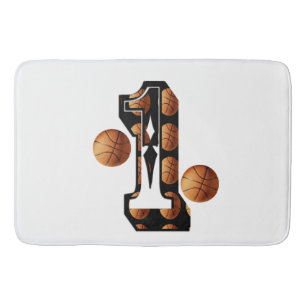 Basketballers nummer één met basketballen, badmat