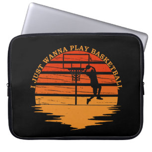 Basketballers  retro zonsondergang stijl laptop sleeve