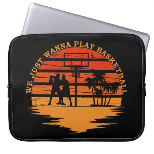 Basketballers  retro zonsondergang stijl laptop sleeve