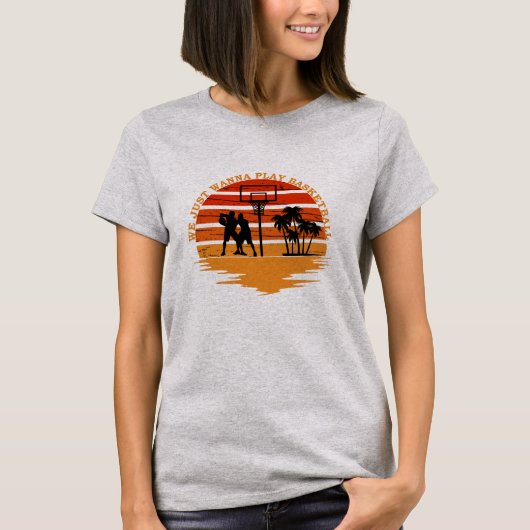 Basketballers  retro zonsondergang stijl t-shirt (Voorkant)