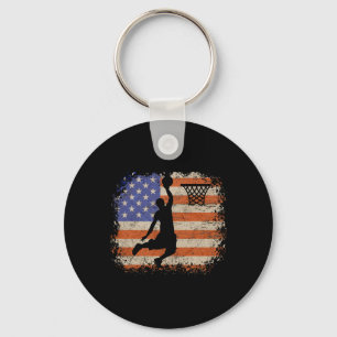 Basketballiefhebbers  USA Flag Basketbal Spelen Sleutelhanger