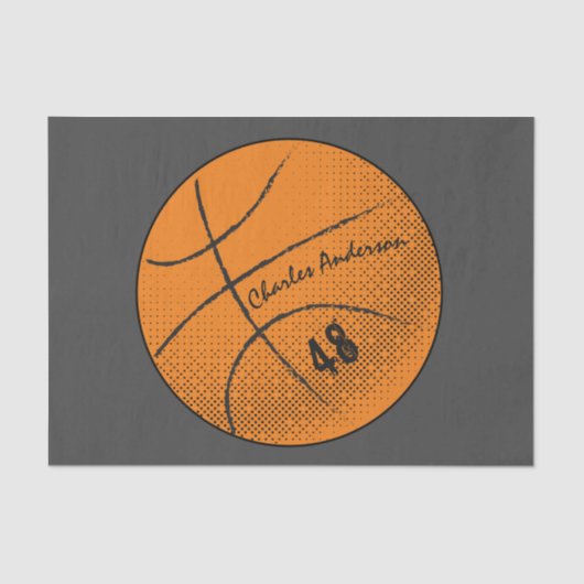 Basketbalmonogram | Custom Tissuepapier (Voorkant)