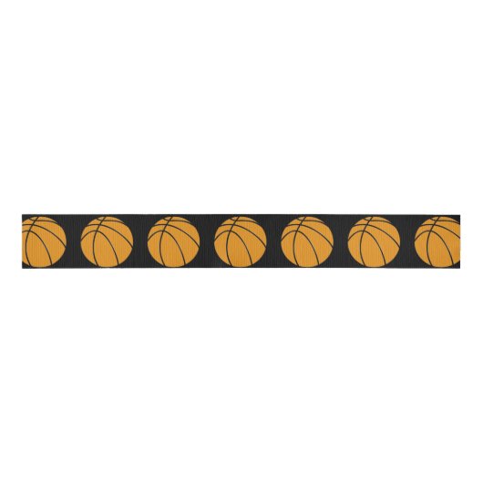 Basketbalontwerp in traditioneel Sinaasappel en zw Grosgrain Lint (Voorkant)