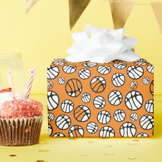 Basketbalpatroon Oranje naam Cadeaupapier (Verjaardagsfeest)