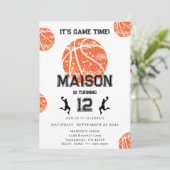 Basketbalspel Monogram Verjaardagsfeest Kaart (Staand voorkant)