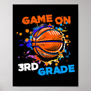 Basketbalspel op 3e klas 1e dag van de school thee poster