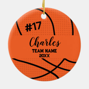 basketbalspeler   Aangepast naamnummer & team Keramisch Ornament