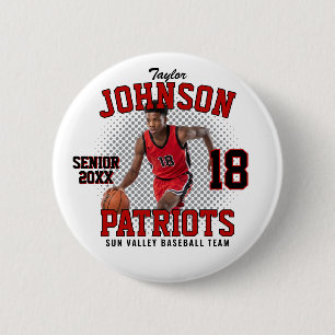 Basketbalspeler Aangepaste Foto Senior Sportdag Ronde Button 5,7 Cm