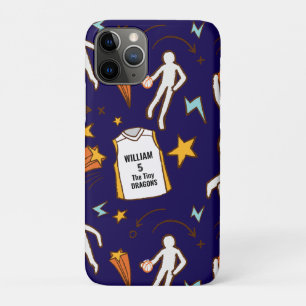 Basketbalspeler Aangepaste Naam Nummer Navy Blauwe iPhone 11 Pro Hoesje