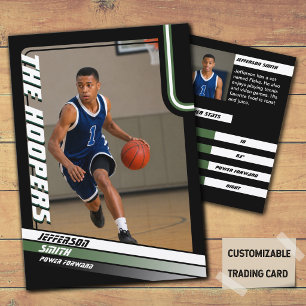 Basketbalspeler Aangepaste Zwarte Ruilkaart Groen Contactkaartje