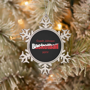 Basketbalspeler Abstract Swish - Woordkunst Tin Sneeuwvlok Ornament