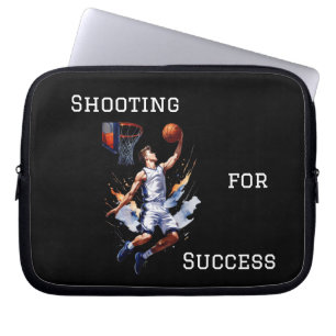 Basketbalspeler die hoops schiet aquarel schets laptop sleeve
