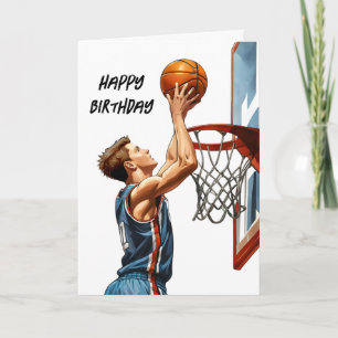 Basketbalspeler die hoops schiet Gelukkige verjaar Kaart