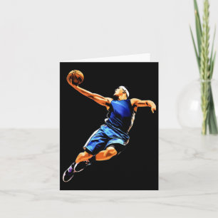 Basketbalspeler die met de bal springt. Slam Dunk Kaart