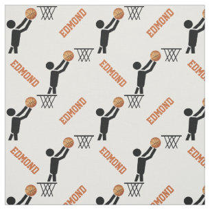 Basketbalspeler en jouw naam gepersonaliseerd stof
