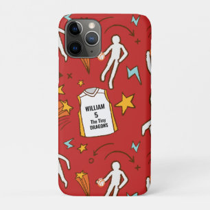 Basketbalspeler Gepersonaliseerde Naam Nummer Rood iPhone 11 Pro Hoesje