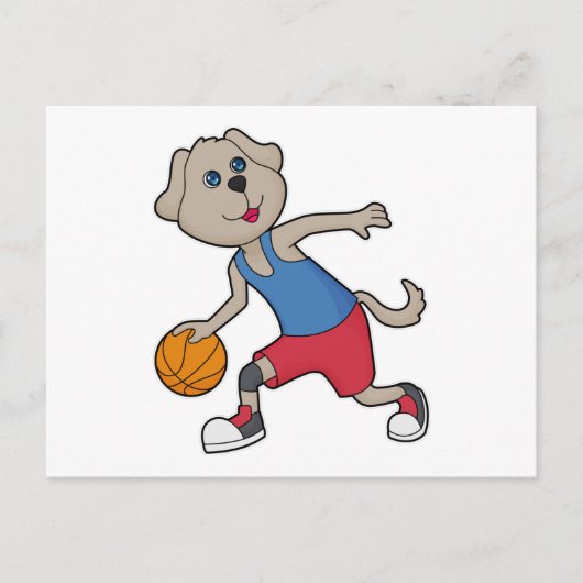 Basketbalspeler hond Basketbal Briefkaart (Voorkant)
