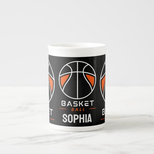 Basketbalspeler Meisje, Basketbal Meisje Verjaarda Porselein Kop (Voorkant)
