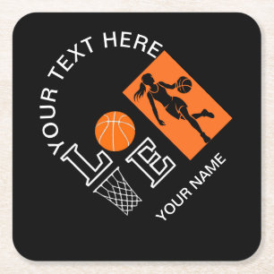 Basketbalspeler Meisje, Basketbal Meisje Verjaarda Vierkante Kartonnen Onderzetter