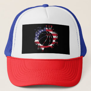 Basketbalspeler met Amerikaanse vlag Trucker Pet
